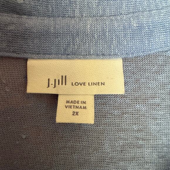 J. Jill Shirt Love Linen Button Down Relaxed Fit Coastal Blue Basic Plus Size 2X - Picture 7 of 9